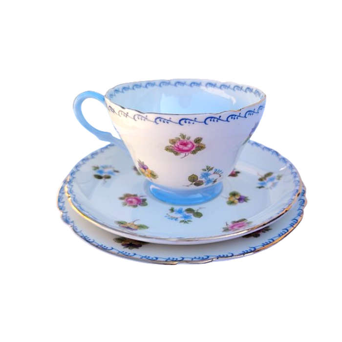 Shelley Trio Pansies, Roses and Forget-me-nots