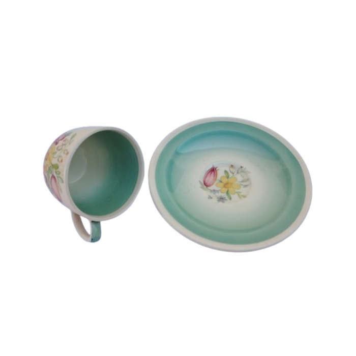 Royal Vale Bone China with blue & grey leaf  Tea Set