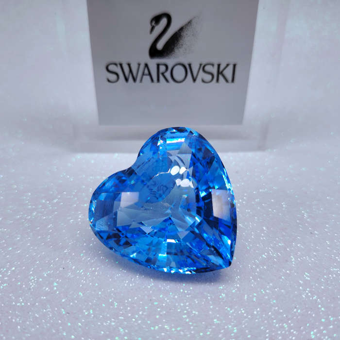 Swarovski Silver Crystal Retired Blue Heart