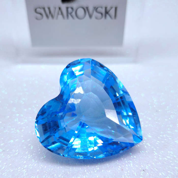 Swarovski Silver Crystal Retired Blue Heart