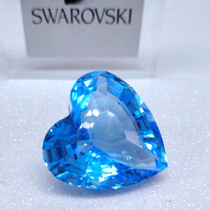 Swarovski Silver Crystal Retired Blue Heart
