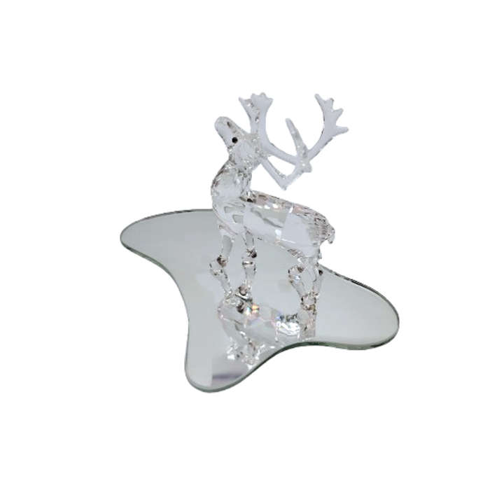 Swarovski Crystal Figurine, Reindeer on Mirror Christmas