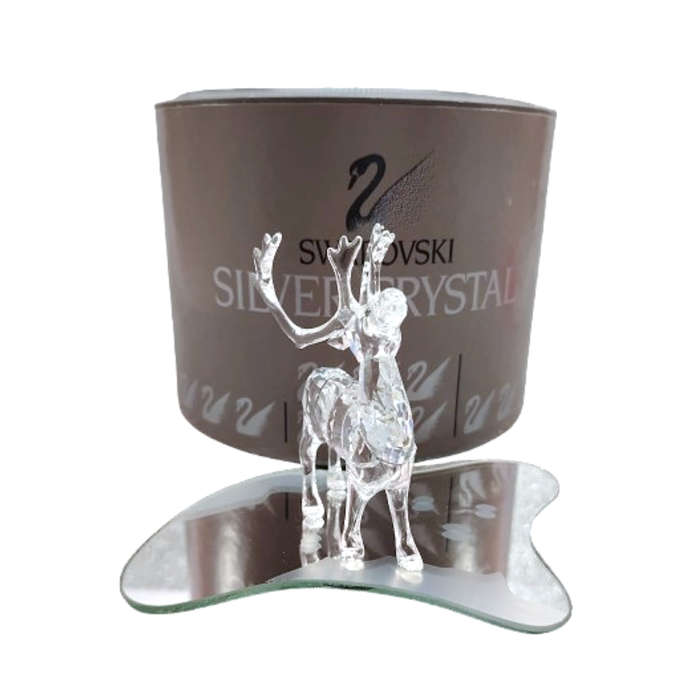 Swarovski Crystal Figurine, Reindeer on Mirror Christmas