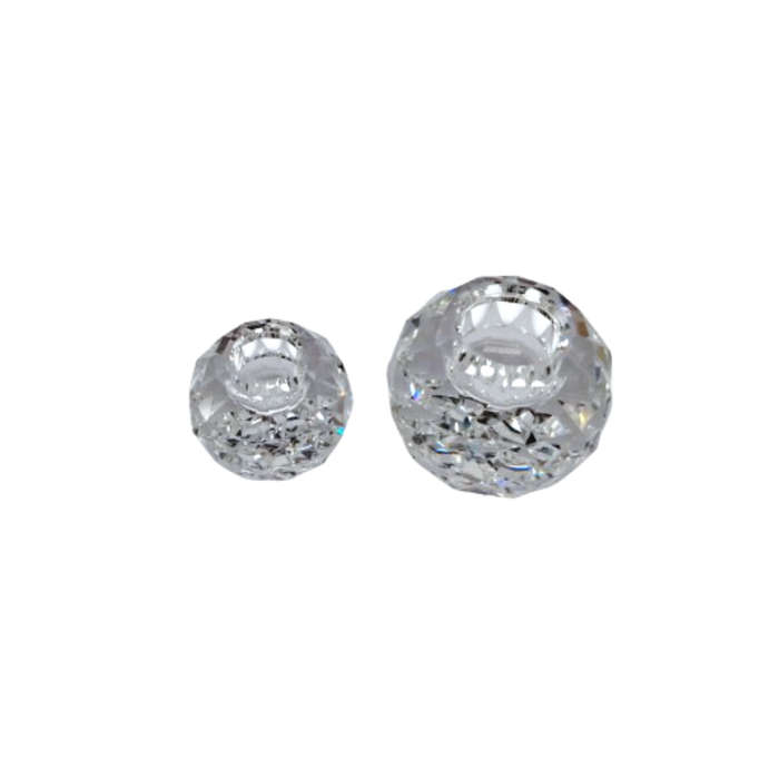 Swarovski Silver Crystal Global Ball Medium and Small Candleholders