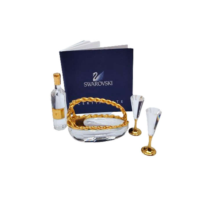 Swarovski Crystal Memories Wine Picnic Set Gold Plated