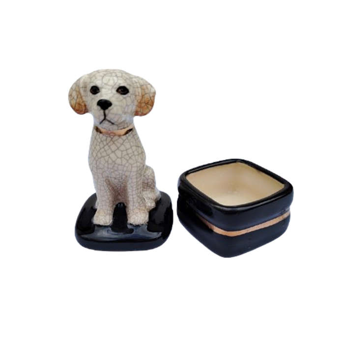 Takahashi Yellow Lab Dog Porcelain Trinket Box