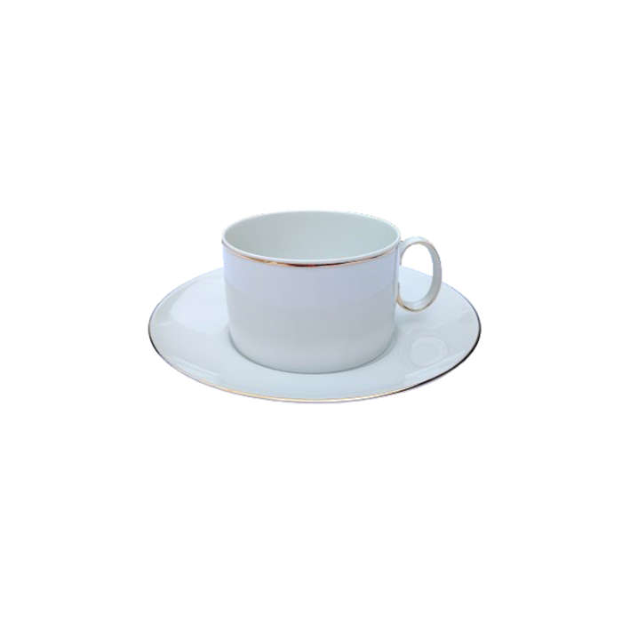 Thomas German Porcelain White with Silver trim 6 x Cups and Saucers