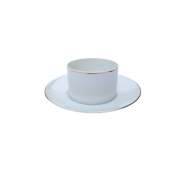 Thomas German Porcelain White with Silver trim 6 x Cups and Saucers