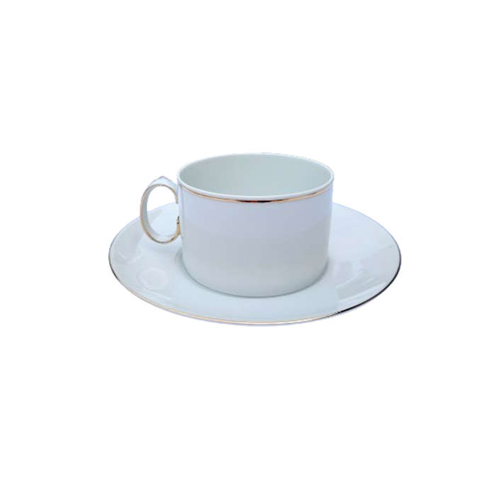 Thomas German Porcelain White with Silver trim 6 x Cups and Saucers