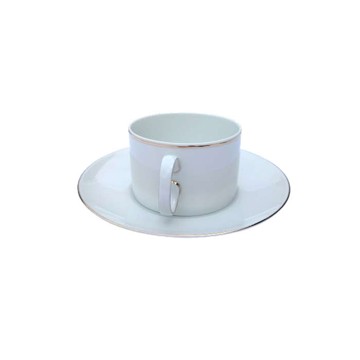Thomas German Porcelain White with Silver trim 6 x Cups and Saucers