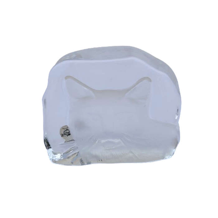 Cristal DÁrques Lead Crystal Embossed Cat Head Paperweight