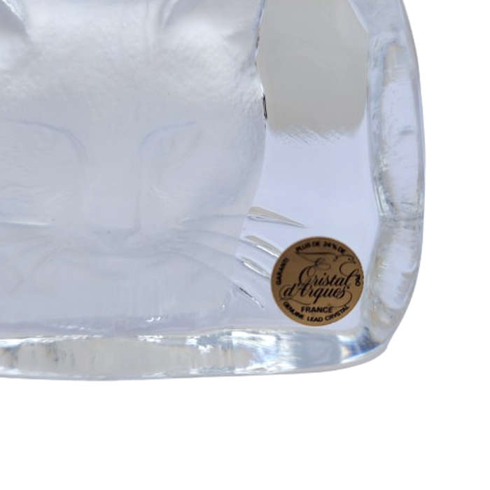 Cristal DÁrques Lead Crystal Embossed Cat Head Paperweight
