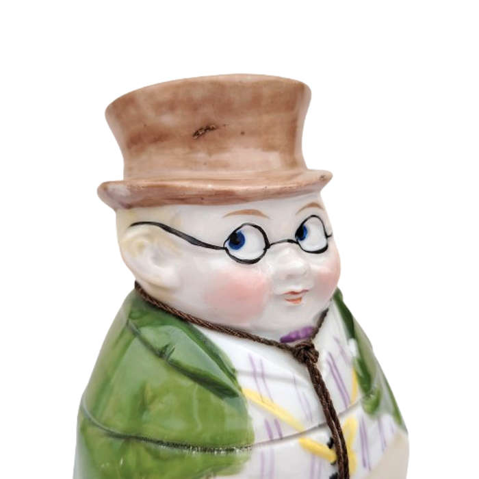 Vintage German Porcelain Bath Salt Jar Dickens Character Pickwick
