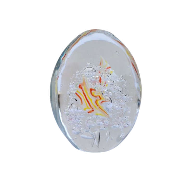 Stunning Murano Glass Paperweight yellow and red fish