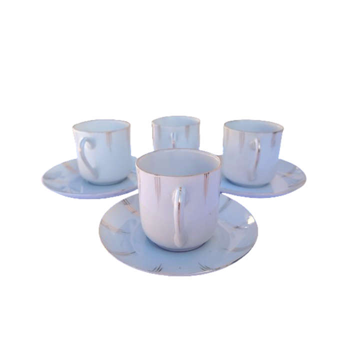 Fine Bone China Duo's Demitasse 4 x Duo's White with Gold Trim