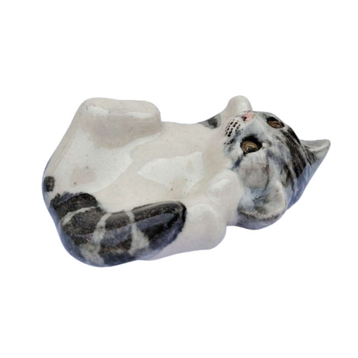 Winstanley Vintage Signed Tabby Cat Lying On Back Figure