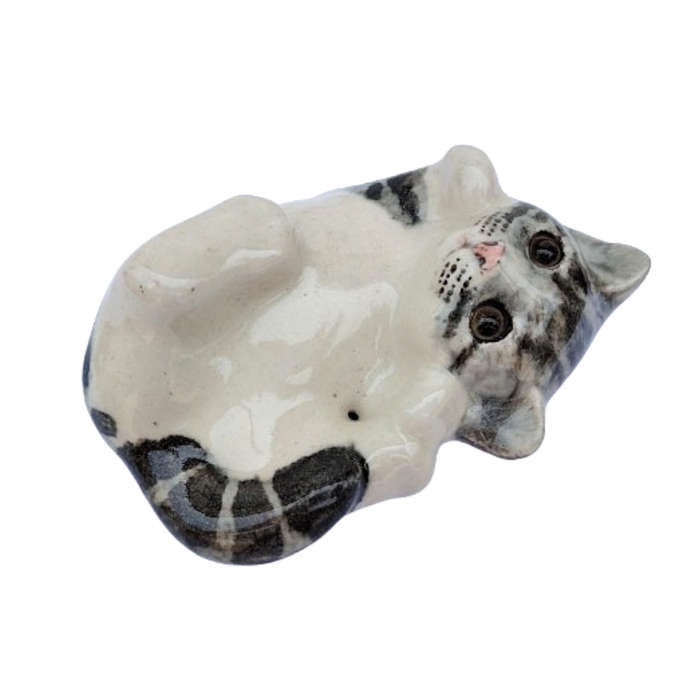 Winstanley Vintage Signed Tabby Cat Lying On Back Figure