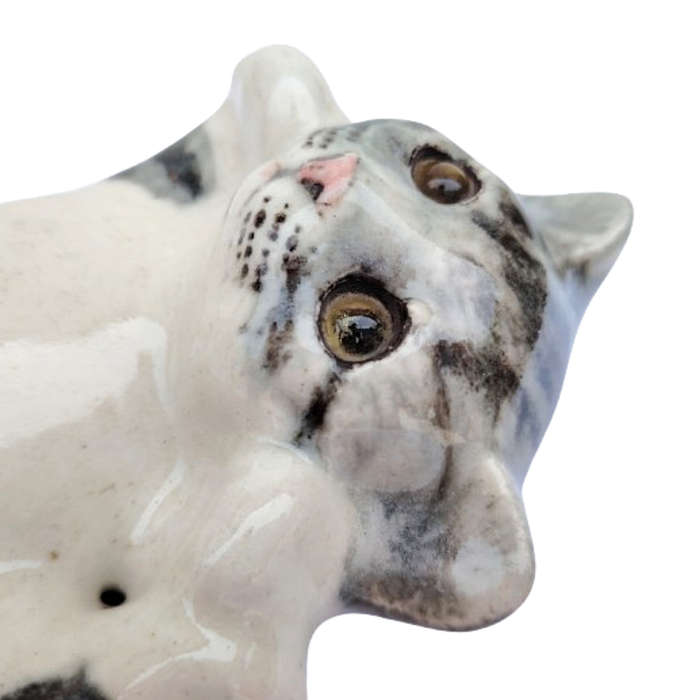 Winstanley Vintage Signed Tabby Cat Lying On Back Figure