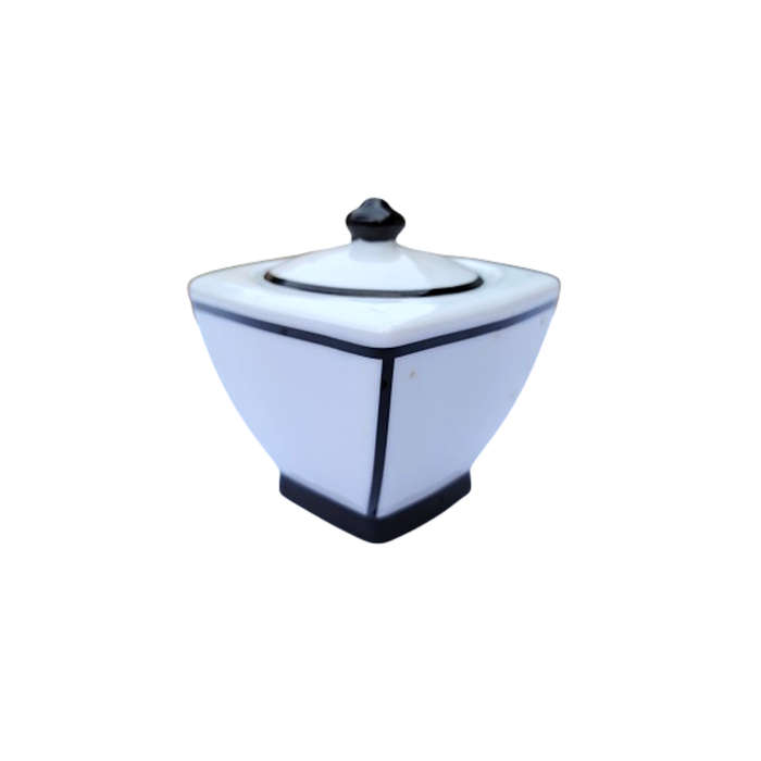 @Home White and Black teapot Milk Jug and Sugar Bowl