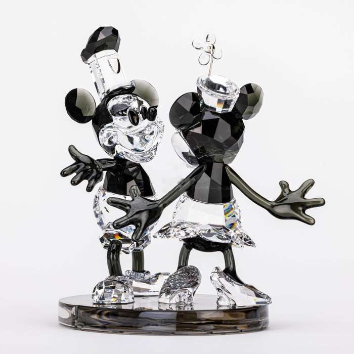 Swarovski Disney Steamboat Willie Mickey And Minnie Mouse Figurine