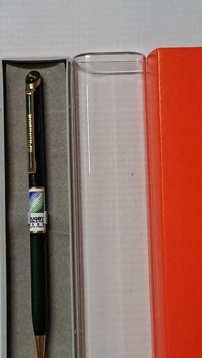 South African Pens 1 x Collectable Springbok 1995 WC Strip Pen. No Ink. + display box (metal/green)