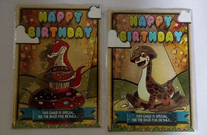 Book - Birthday Card - 2 x Happy Birthday Cards with Dinos on.