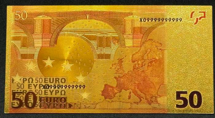 50 Euro 24K Gold Plated Replica Banknotes.