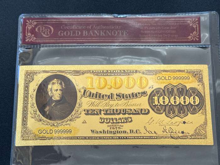 1878 USA Gold 999999 Plated Replica of the 10.000 Dollar.