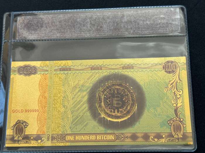 BITCOIN Gold 999999 Plated Replica of the 100 Bitcoin.