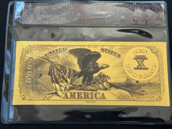 1878 USA Gold 999999 Plated Replica of the 10.000 Dollar.