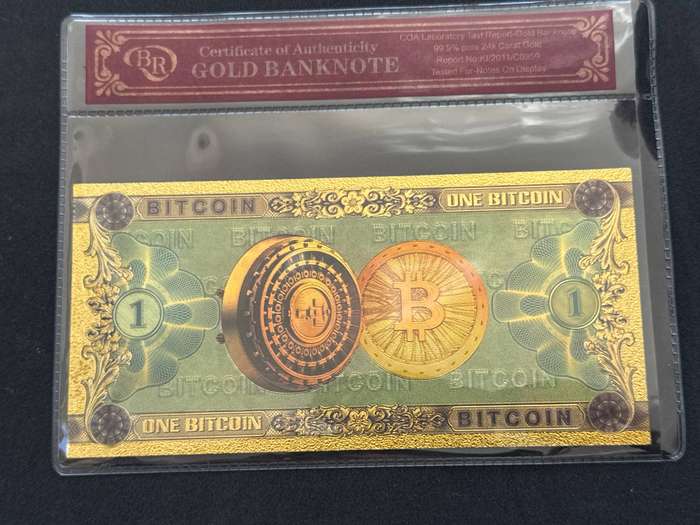 BITCOIN Gold 999999 Plated Replica of the One Bitcoin.