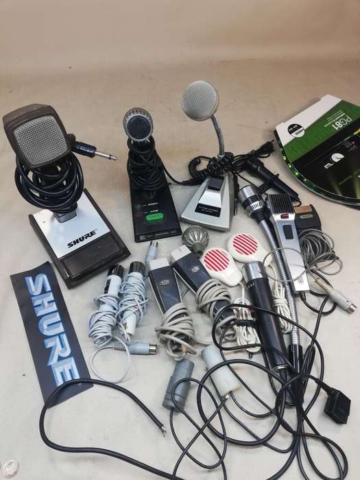 collection of microphones, Shure, Hammerstein, MB, Grundig