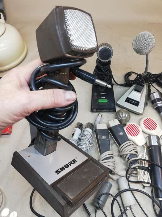 collection of microphones, Shure, Hammerstein, MB, Grundig