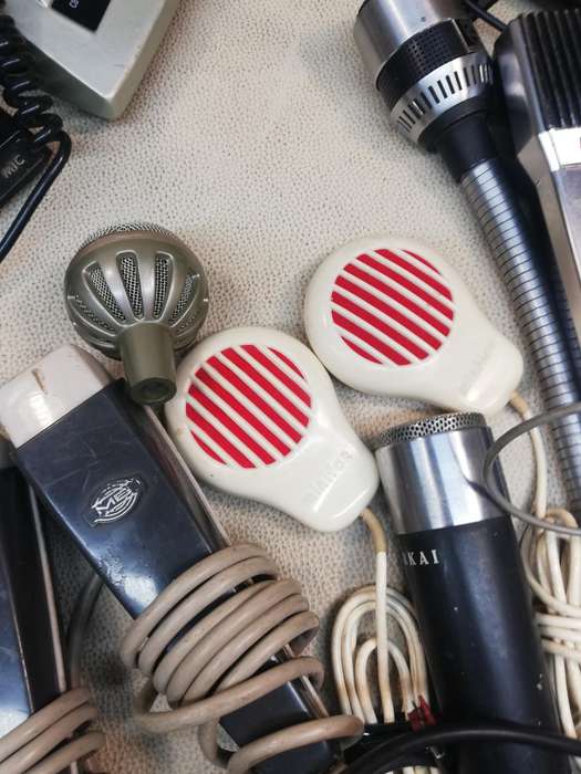 collection of microphones, Shure, Hammerstein, MB, Grundig