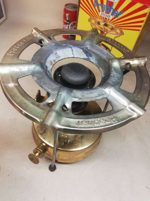 ANTIQUE OLD VINTAGE PRABHAT NO.1 RARE HANDMADE BRASS KEROSENE CAMP STOVE - WITH BOX