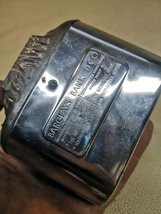 Sold Vintage Barclays Bank DCO chrome Table Mountain Money Savings Box