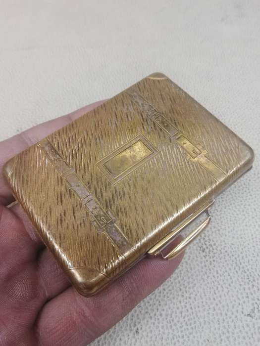 Vintage 1950's KIGU Bon Voyage Gold Tone Suitcase Makeup Powder Compact