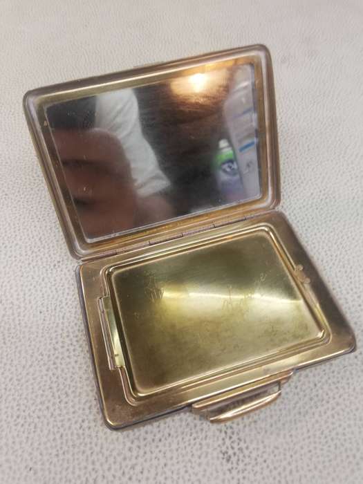 Vintage 1950's KIGU Bon Voyage Gold Tone Suitcase Makeup Powder Compact