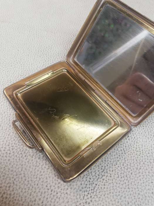 Vintage 1950's KIGU Bon Voyage Gold Tone Suitcase Makeup Powder Compact
