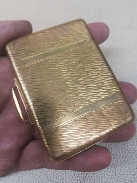 Vintage 1950's KIGU Bon Voyage Gold Tone Suitcase Makeup Powder Compact