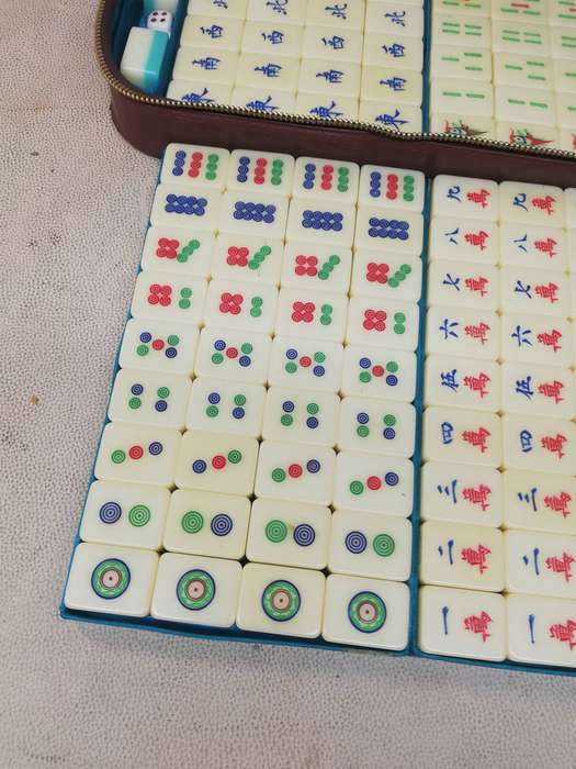 Vintage 1950's Mah Jongg Set - 148 Bakelite Tiles - in a Zipper Case