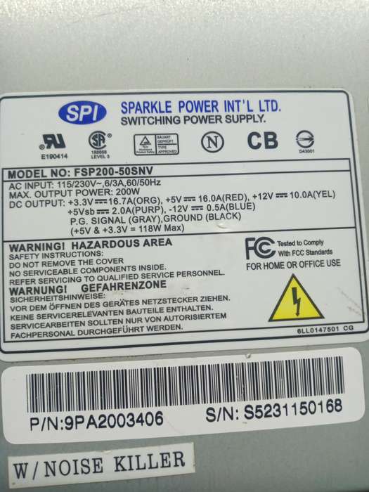 FSP 200-50 SNV Sparkle Power Int'l power supply