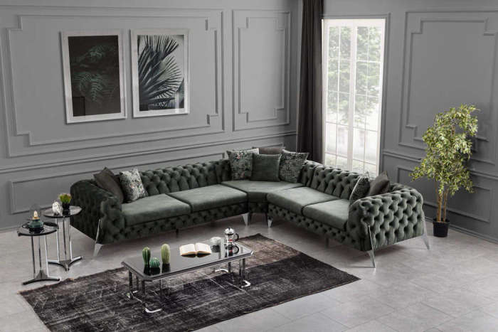 Big Full buttoned Chesterfield Corner couch