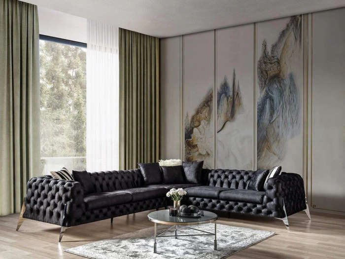 Big Full buttoned Chesterfield Corner couch