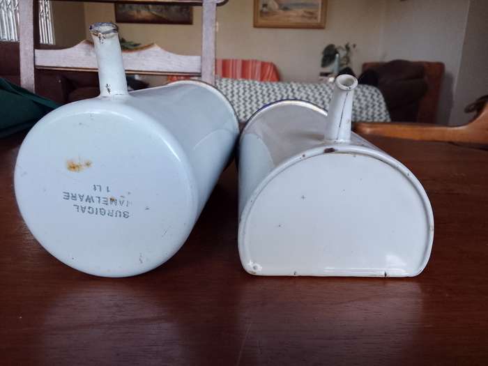 Two stunning old Enamelware surgical ware