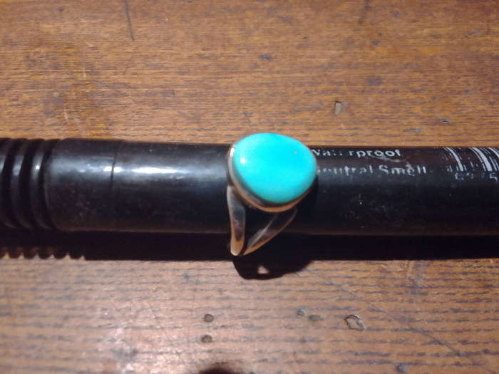 Sterling silver ring with blue stone