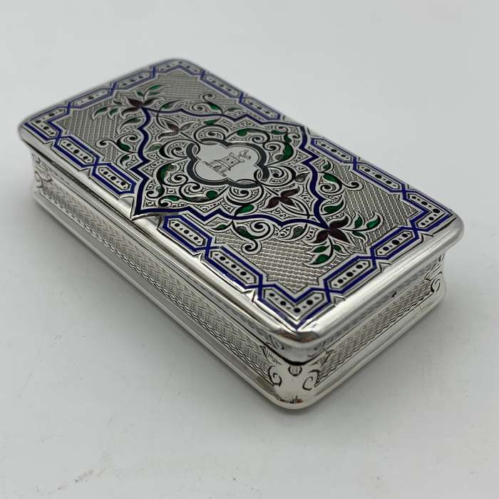 Superb Silver & Enamel French Antique Snuff Box (Claude D. Roussel)