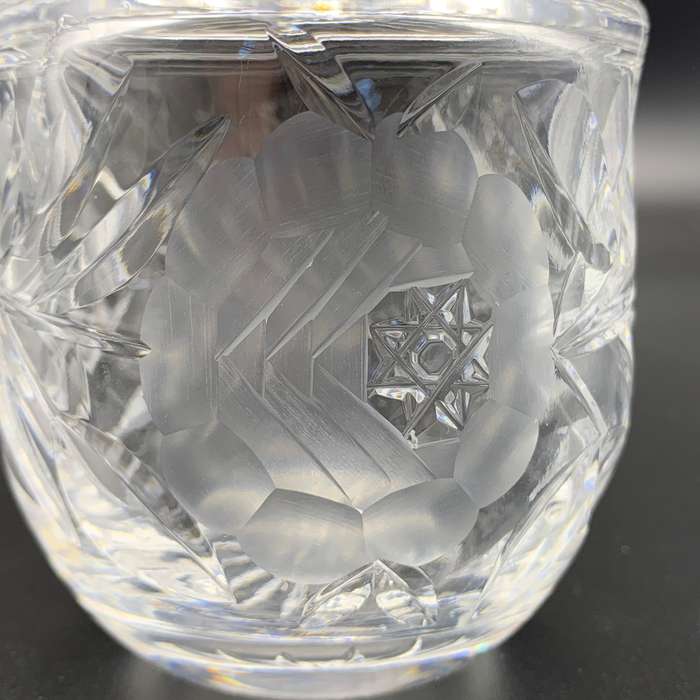 Crystal 1950/60's 'Rose-Cut' Jam or Honey Jar & Lid