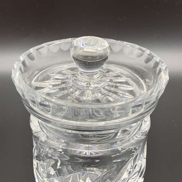 Crystal 1950/60's 'Rose-Cut' Jam or Honey Jar & Lid