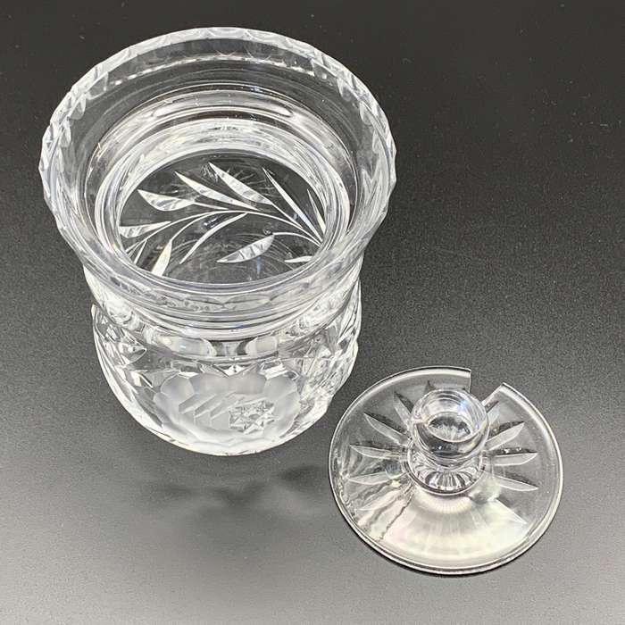 Crystal 1950/60's 'Rose-Cut' Jam or Honey Jar & Lid